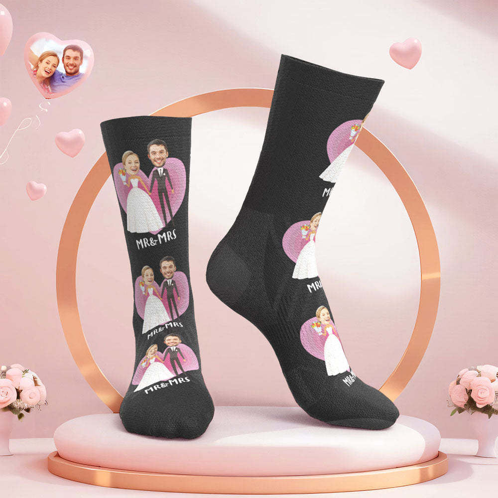 Benutzerdefinierte Gesicht Hochzeitssocken Herz Hochzeitsgeschenk Hochzeitskleid -