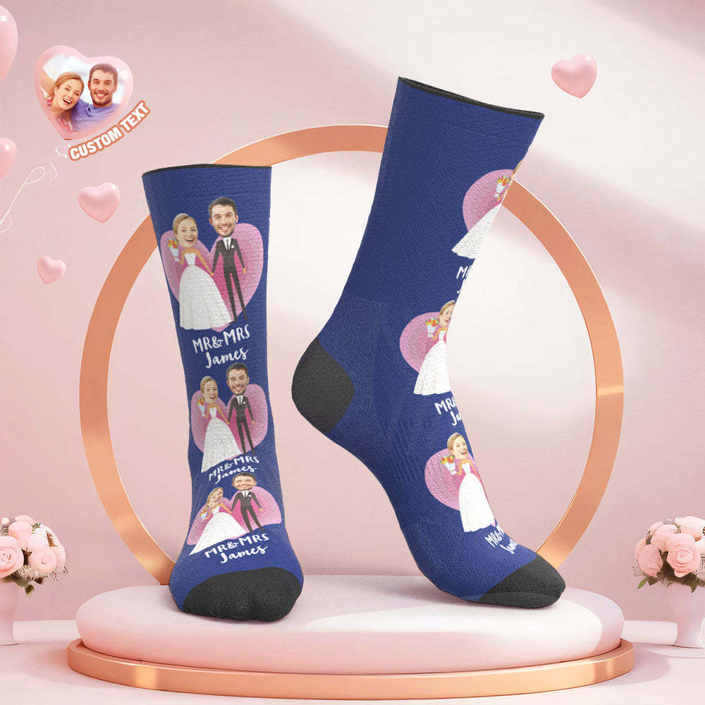 Benutzerdefinierte Gesicht Hochzeitssocken Herz Hochzeitsgeschenk Hochzeitskleid -