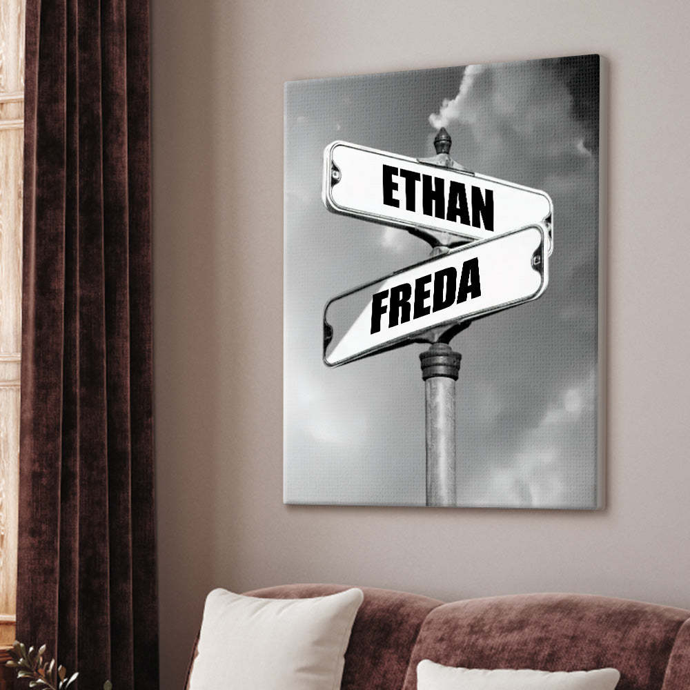 Personalisiertes Familienname-leinwandkreuzung-vintage-straßenschild-jubiläumsgeschenk Für Familien -
