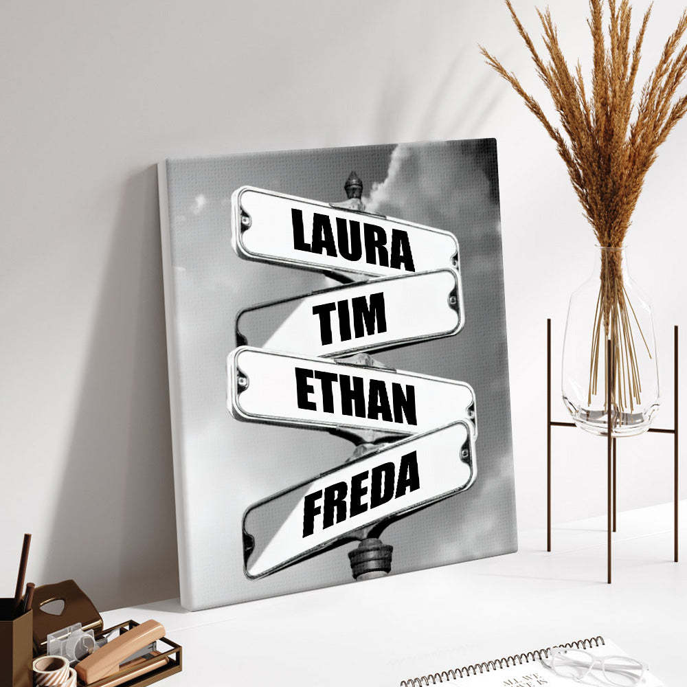 Personalisiertes Familienname-leinwandkreuzung-vintage-straßenschild-jubiläumsgeschenk Für Familien -