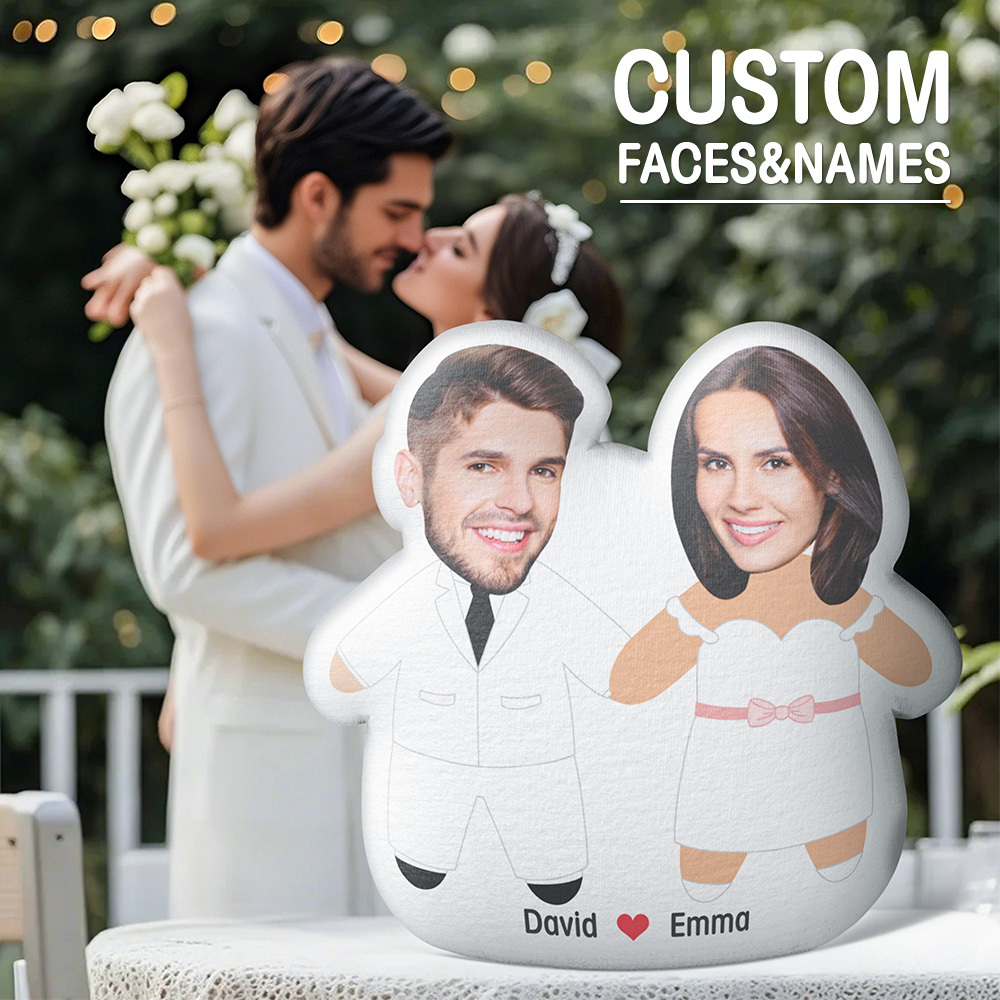 Individuelles Foto-gesicht Ausgeschnittenes Hochzeitspaar-geschenk, Personalisiertes Individuell Geformtes Kissen, Valentinstagsgeschenk Für Paare - FotoSocken