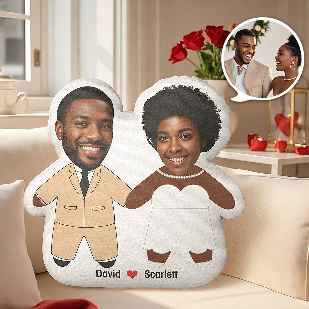 Individuelles Foto-gesicht Ausgeschnittenes Hochzeitspaar-geschenk, Personalisiertes Individuell Geformtes Kissen, Valentinstagsgeschenk Für Paare - FotoSocken