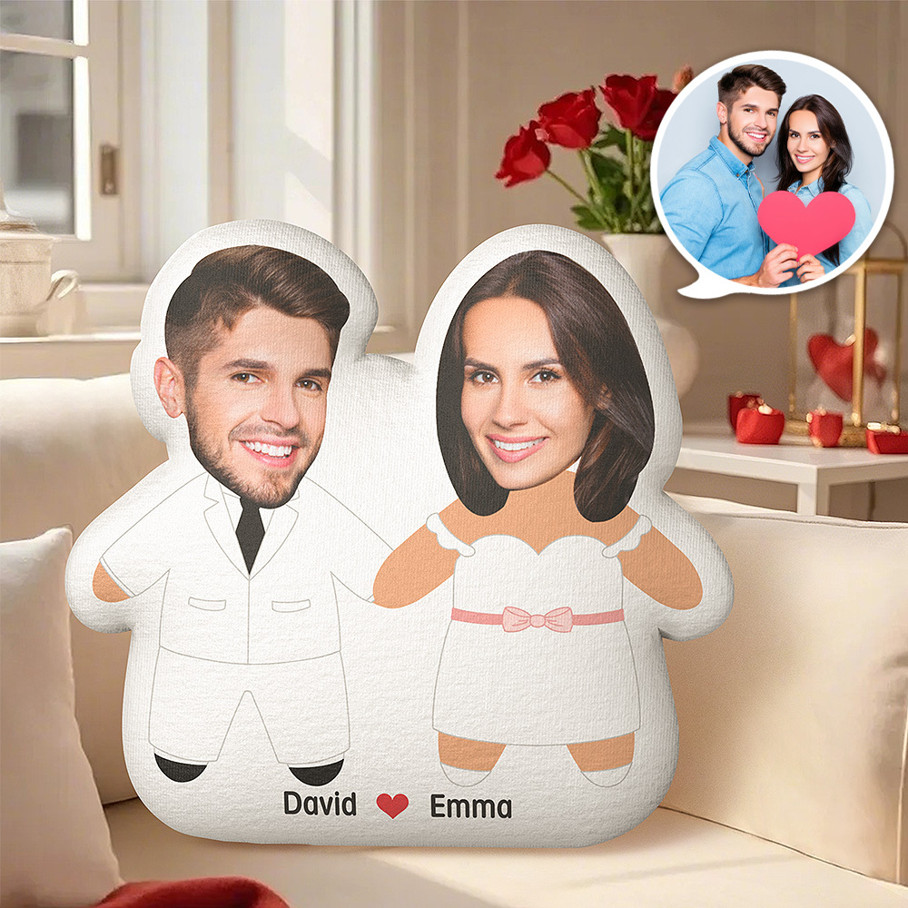 Individuelles Foto-gesicht Ausgeschnittenes Hochzeitspaar-geschenk, Personalisiertes Individuell Geformtes Kissen, Valentinstagsgeschenk Für Paare - FotoSocken