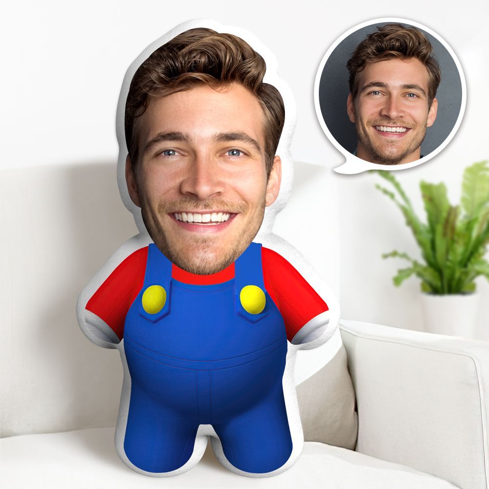 Mario Minime Wurfkissen, Individuelles Gesichtskissen, Personalisiertes Super Mario Minime Kissen - FotoSocken