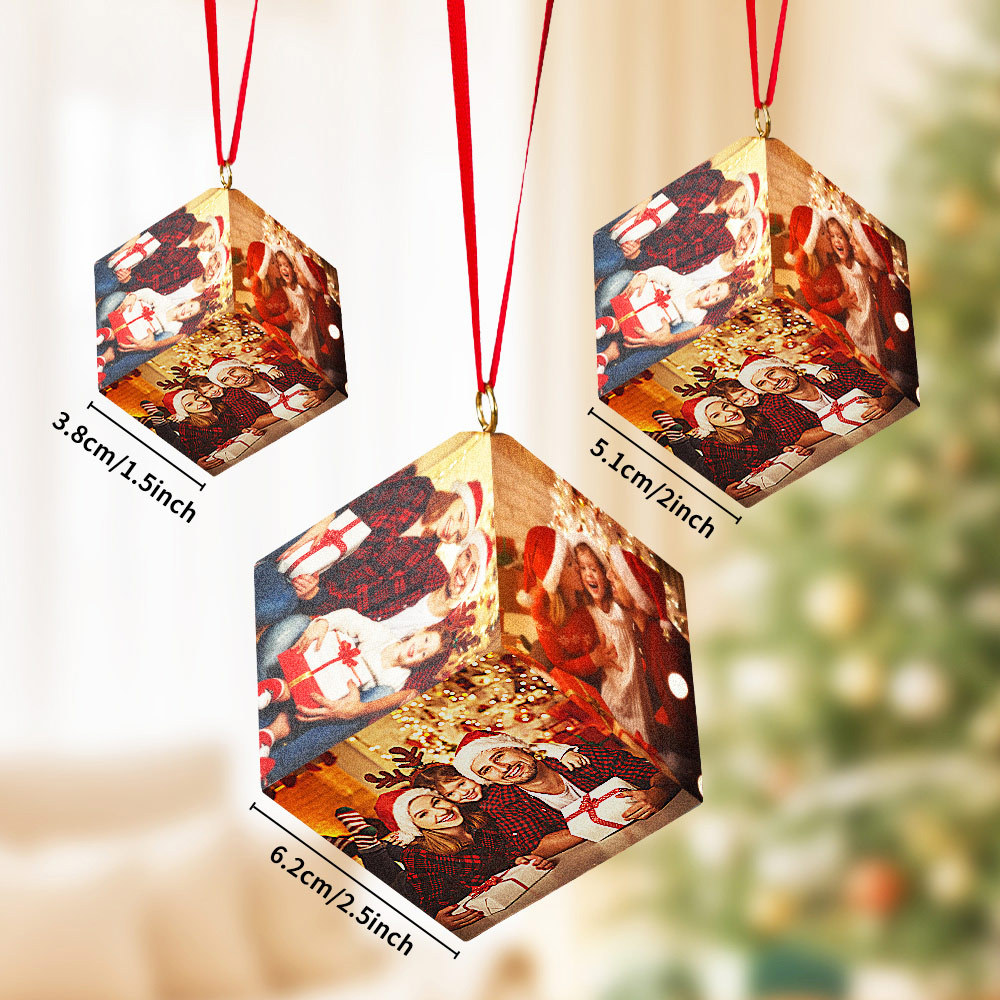 Personalisiertes Foto „schöne Zeit Mit Dir" – Personalisiertes Holzwürfel-ornament Für Paare – Weihnachtsgeschenk Für Mann Und Frau, Jahrestag - FotoSocken