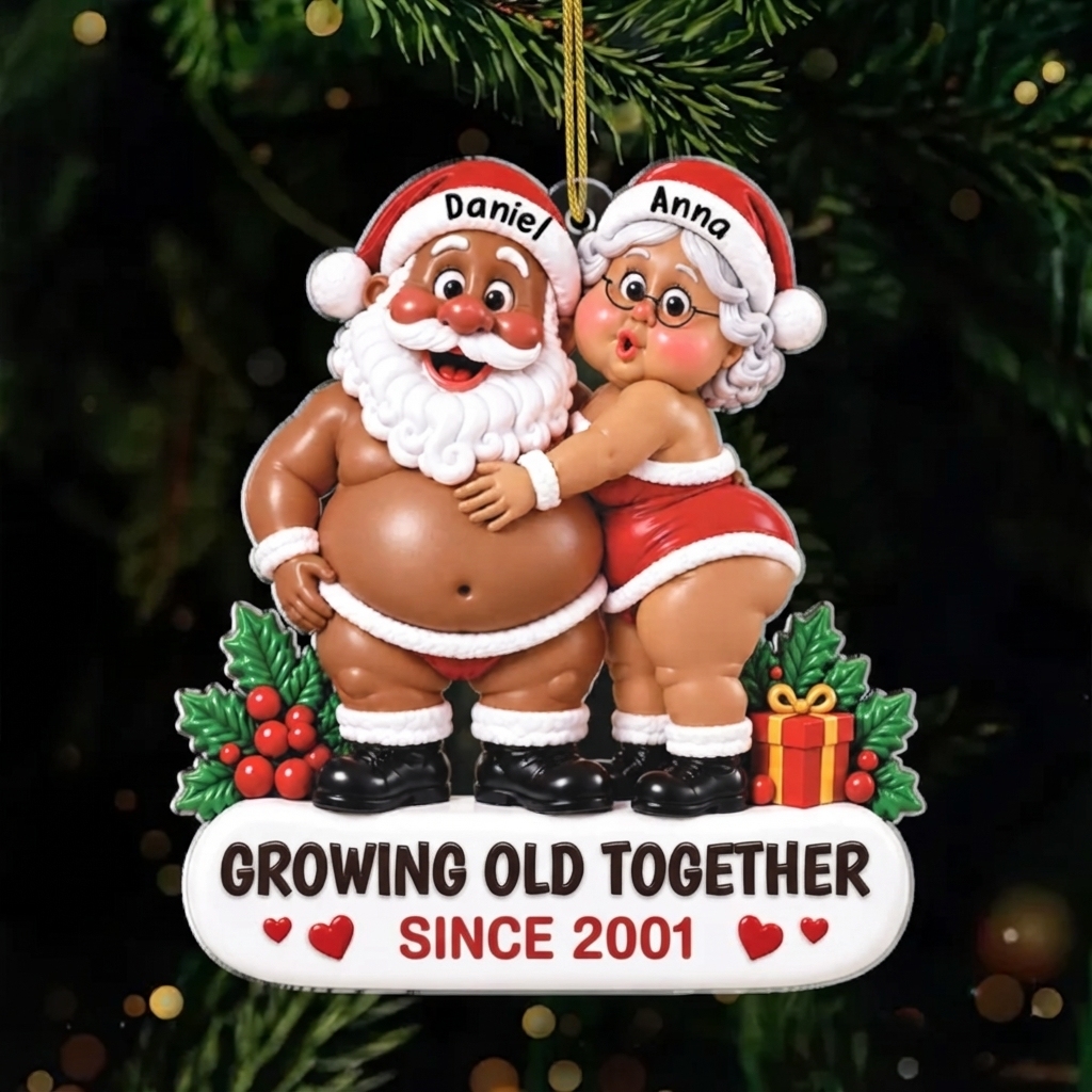 Personalisierter Paar-Weihnachtsschmuck – „Growing Old Together Since"-Acryl-Hängedekoration Für Den Baum - FotoSocken