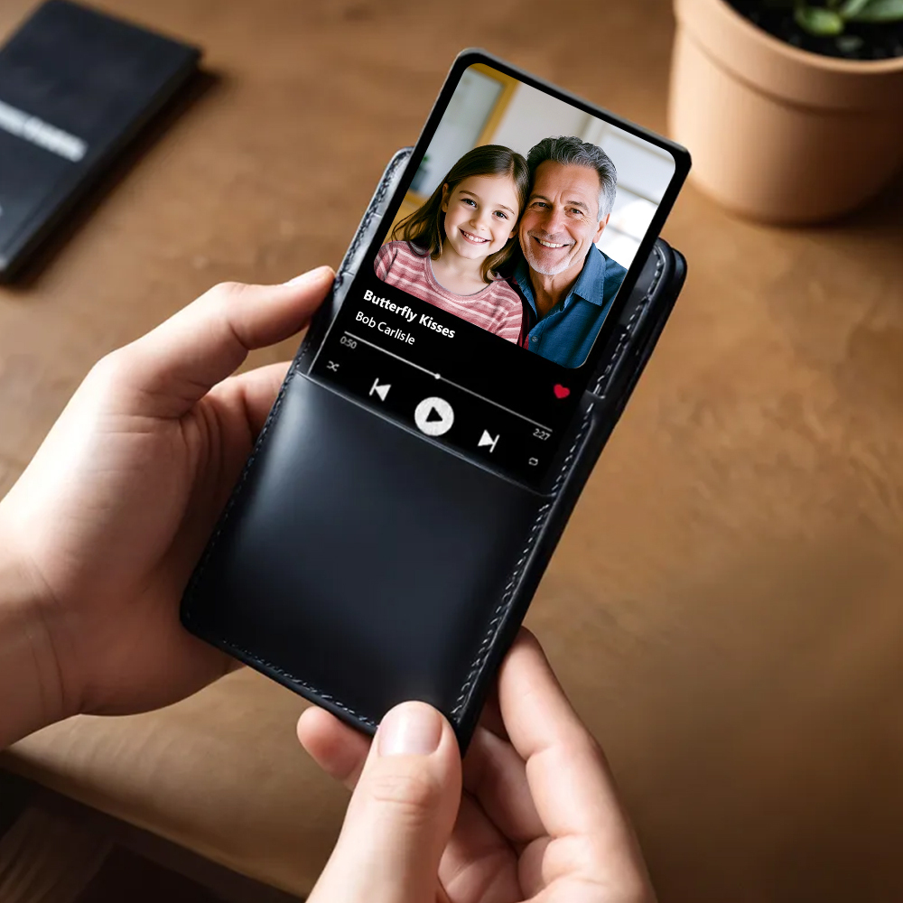 Benutzerdefinierte Lieblingslied-metall-geldbörsenkarte, Personalisierte Aluminium-foto-geldbörsenkarte, Geschenke Für Papa - FotoSocken