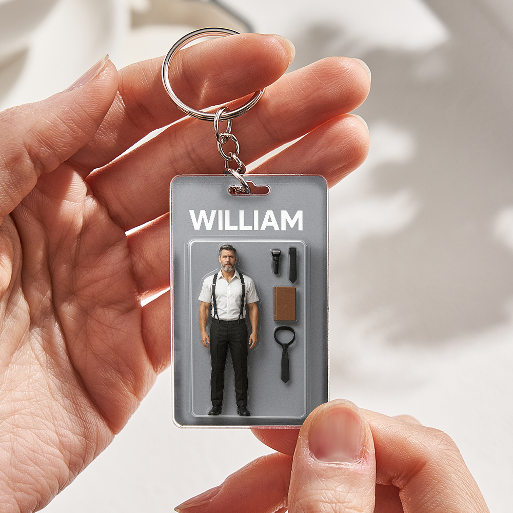 Vollständig Anpassbare Actionfigurenpackung, Verpackung Im Spielzeugbox-stil, Kunstgeschenk, Personalisierter 2d-druck, Acryl-schlüsselanhänger, Geschenk Für Ihn