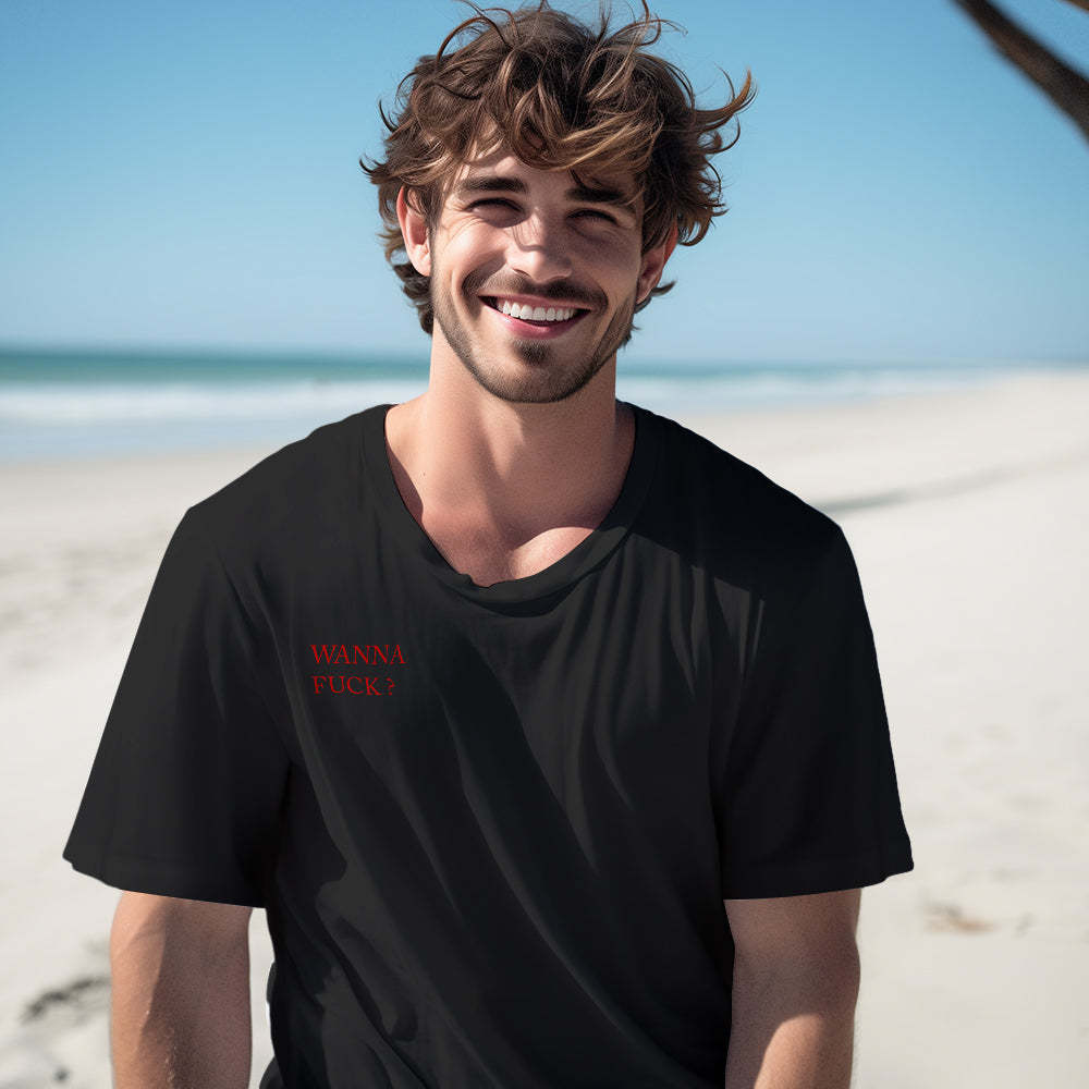 Benutzerdefiniertes Qr-code-t-shirt, Personalisiertes Social-connection-shirt Mit Text Wanna Fuck? -