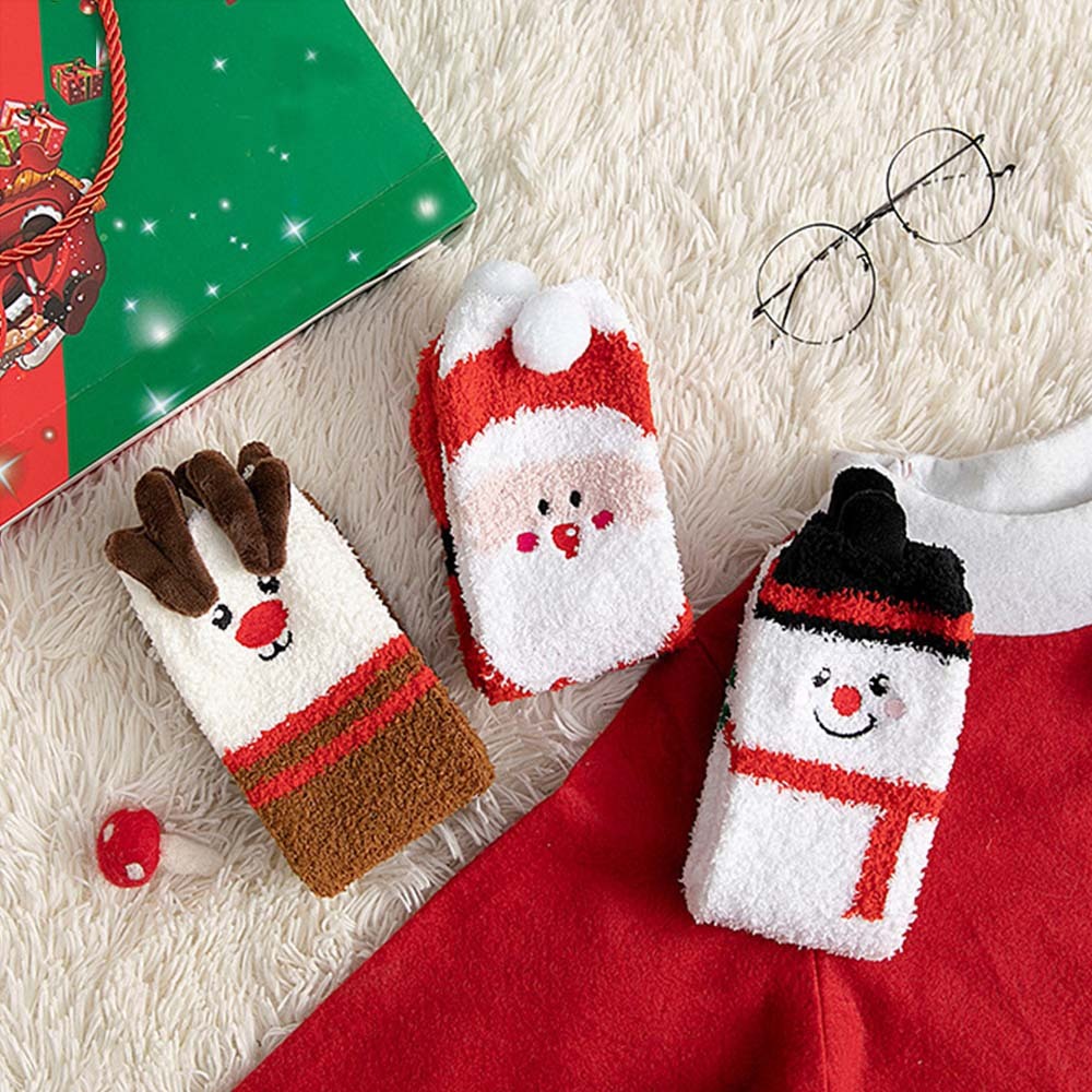 Weihnachtssocken Plüsch Korallenvlies Eltern-kind-weihnachtssocken Winter Home Bodensocken Weihnachtsgeschenke - 