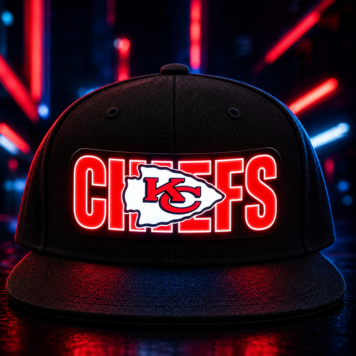Fußball-Fan-Snapback-Kappe Mit Hellblauer LED-Beleuchtung - FotoSocken