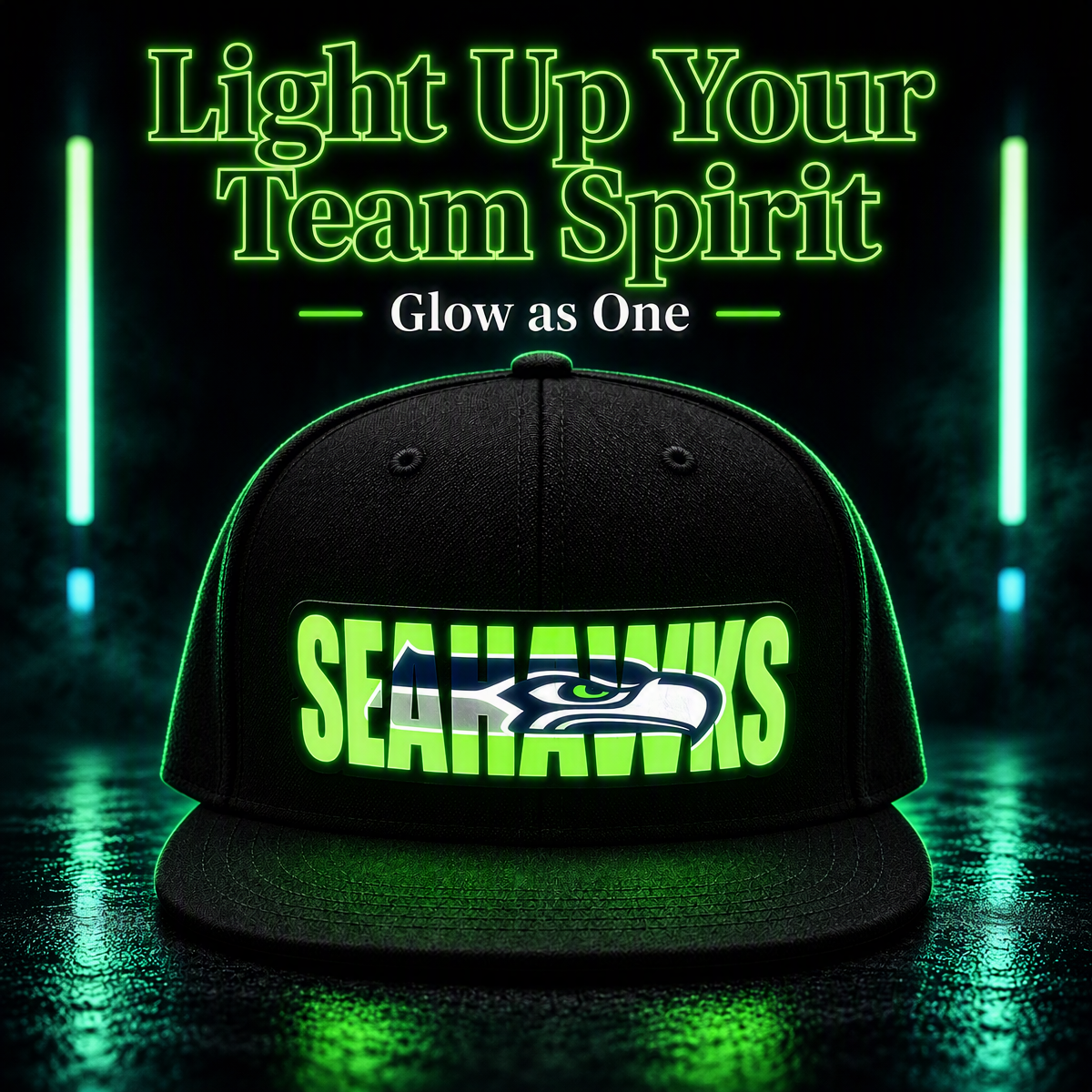 Fußball-Fan-Snapback-Kappe Mit Hellblauer LED-Beleuchtung - FotoSocken