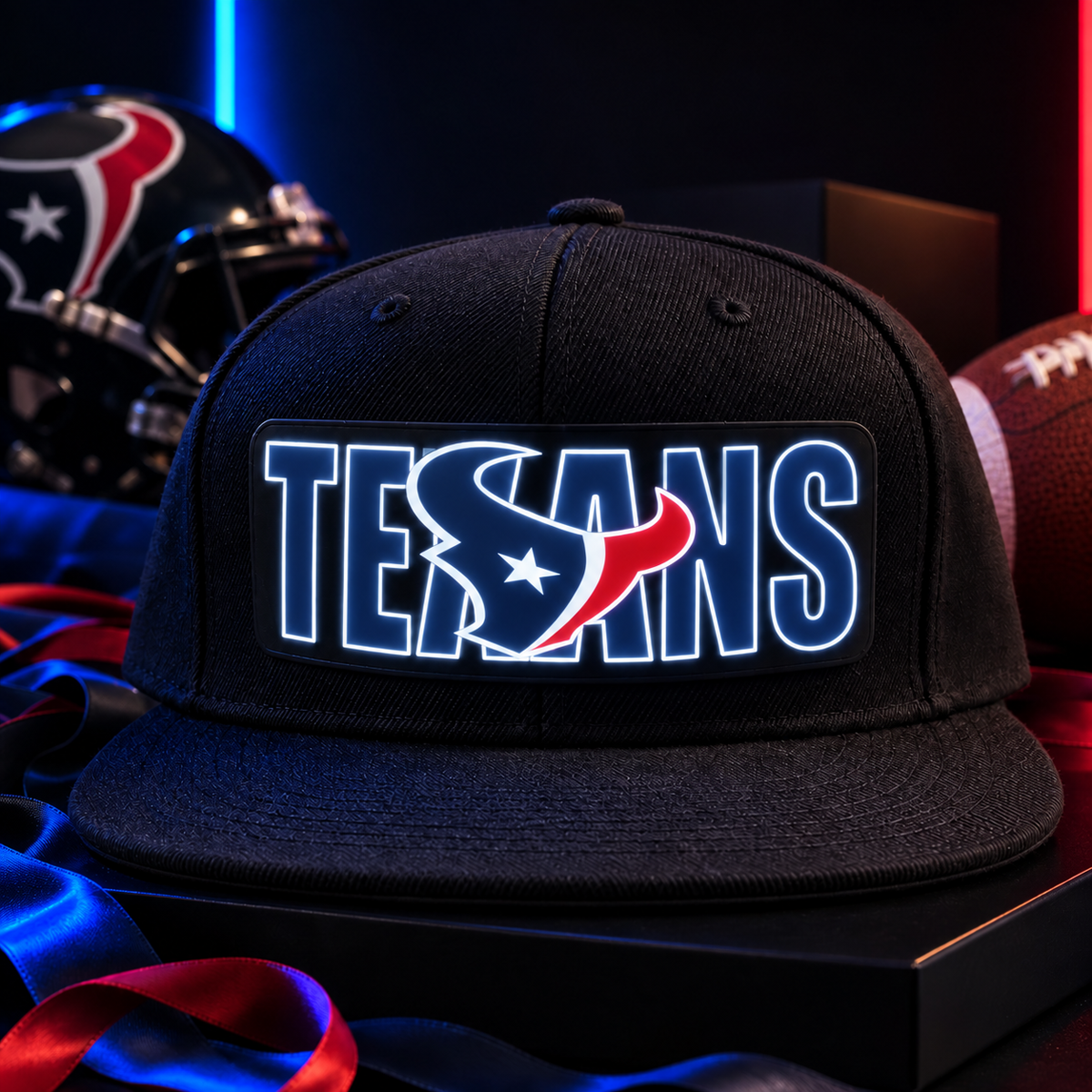 Fußball-Fan-Snapback-Kappe Mit Hellblauer LED-Beleuchtung - FotoSocken