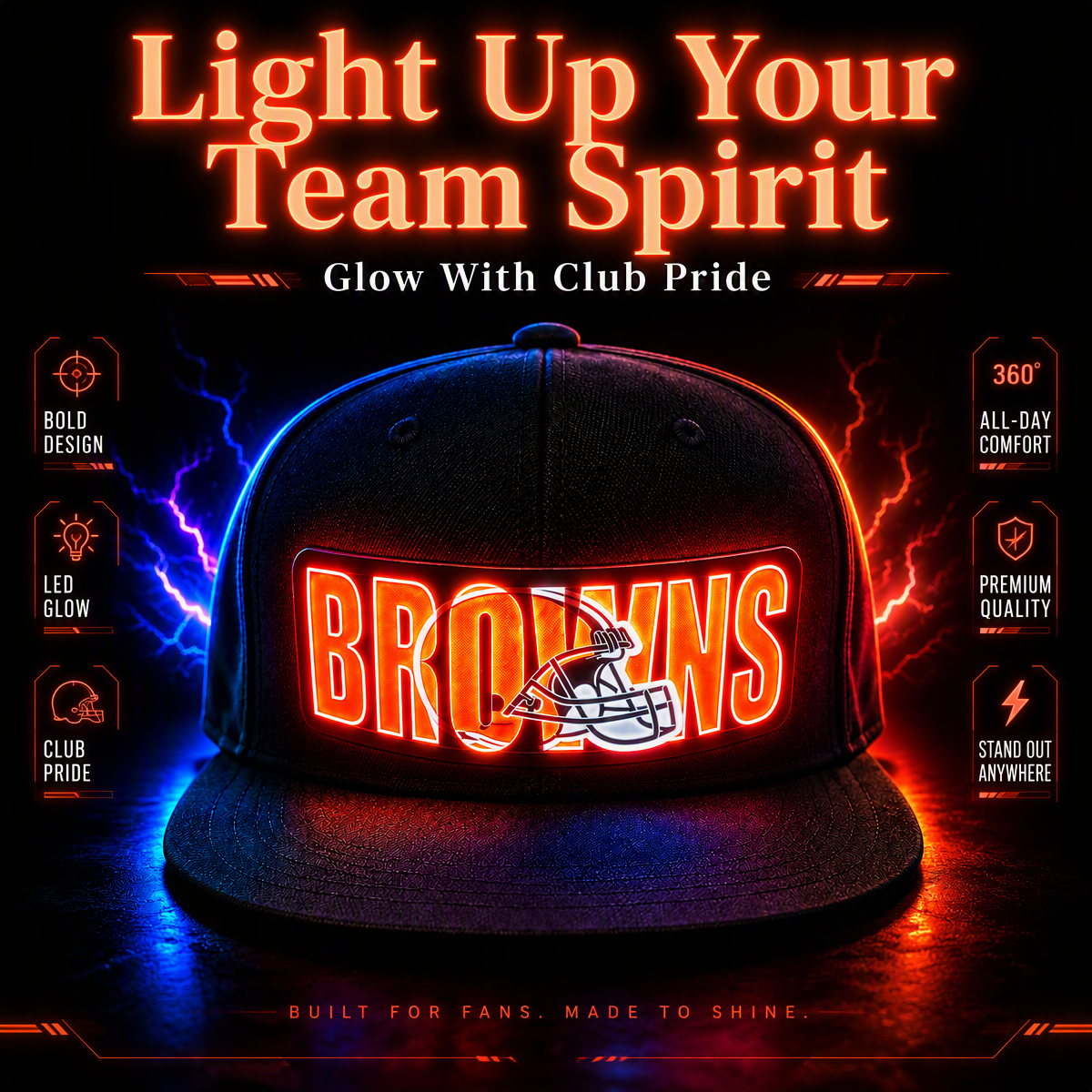 Fußball-Fan-Snapback-Kappe Mit Hellblauer LED-Beleuchtung - FotoSocken