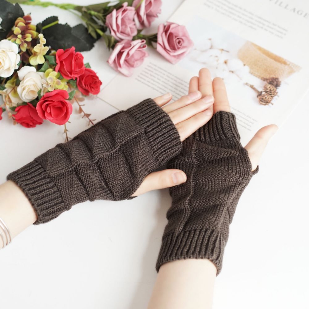 Gestrickte Halbfinger-handschuhe, Kurze, Dreieckige Blockwolle, Fingerlose Handschuhe, Um Warm Zu Bleiben - 