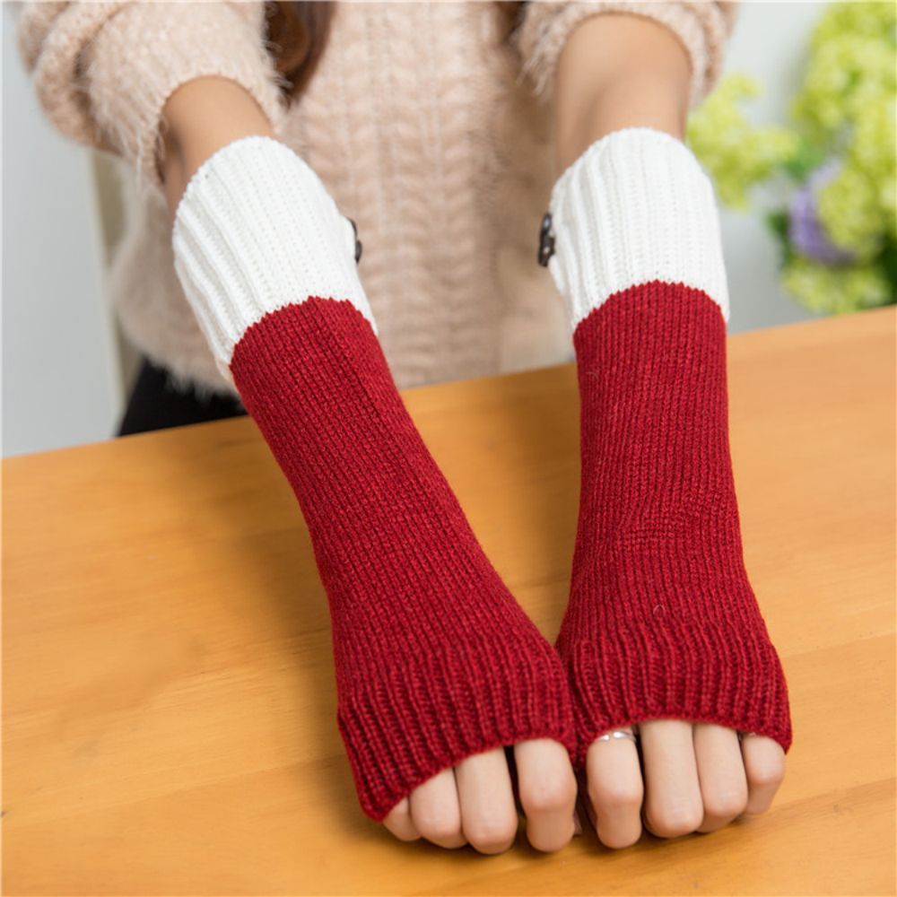 Halbfinger-handschuhe Für Damen Colorblock Winter Warme Armabdeckung - 