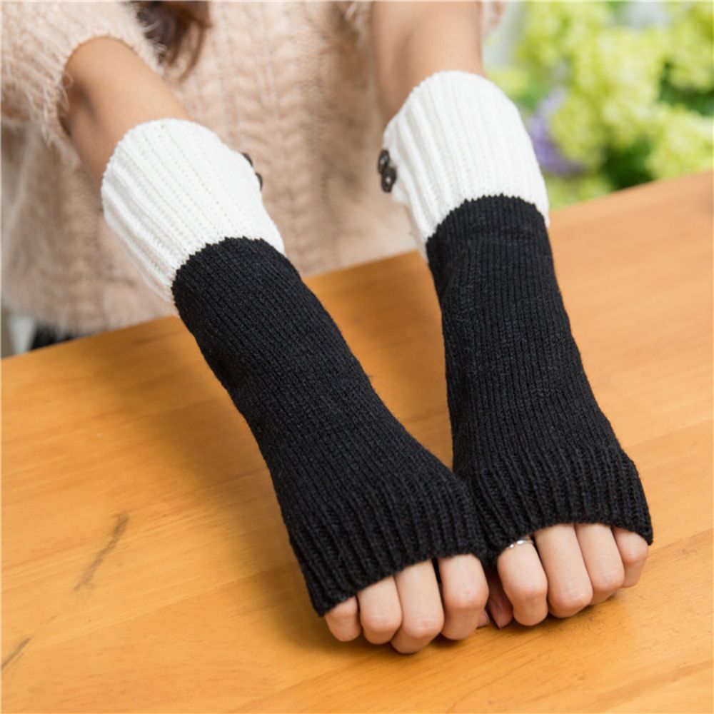 Halbfinger-handschuhe Für Damen Colorblock Winter Warme Armabdeckung - 