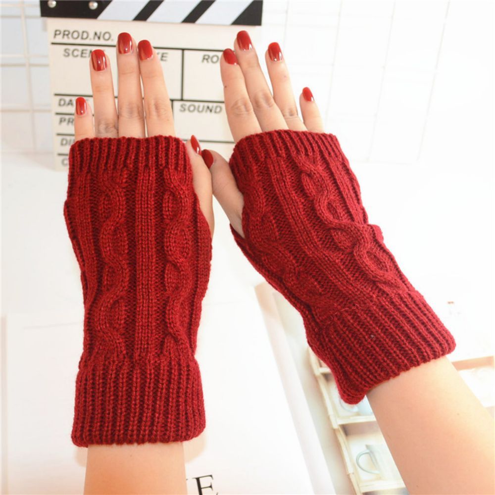 Winter-wollhandschuhe, Kurze, Vertikal Gedrehte, Doppelt Getauchte Fingerhandschuhe -