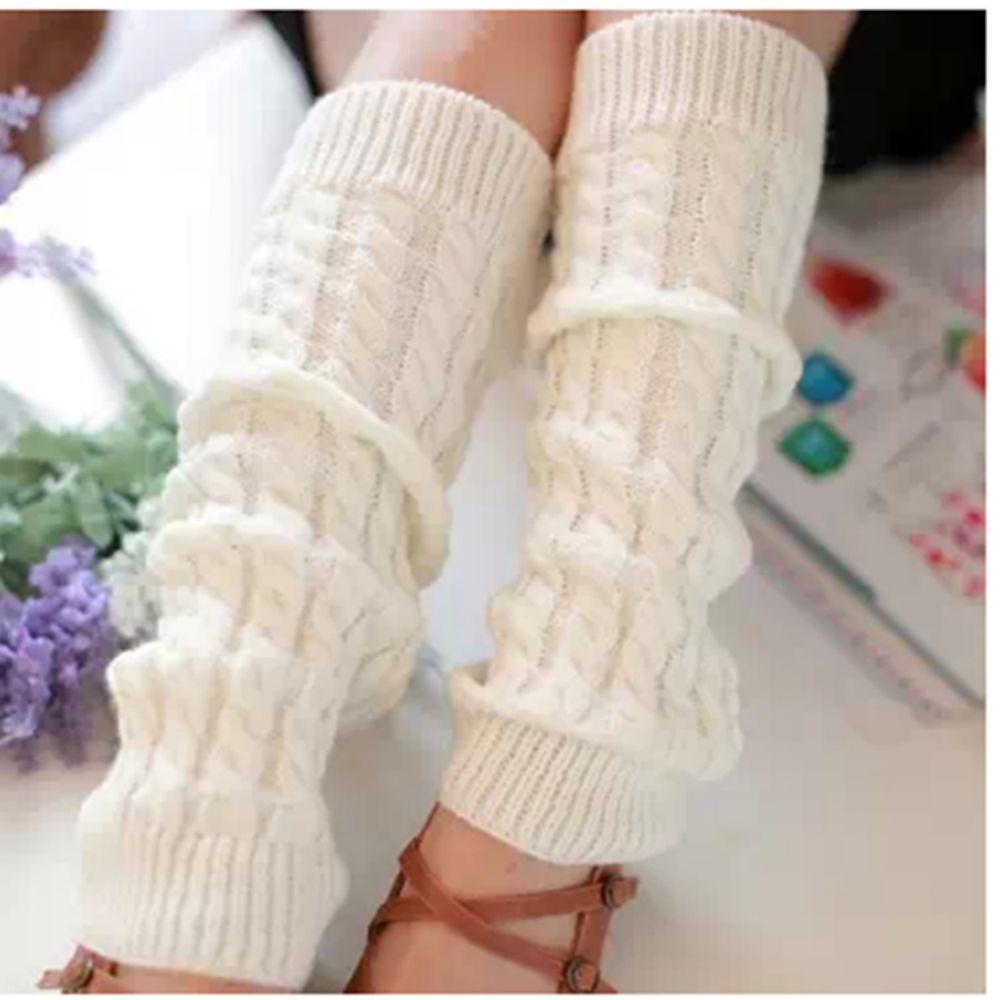 Wintersocken Damen Gestrickte Warme Socken Wollbeinsätze Überkniestrümpfe - 