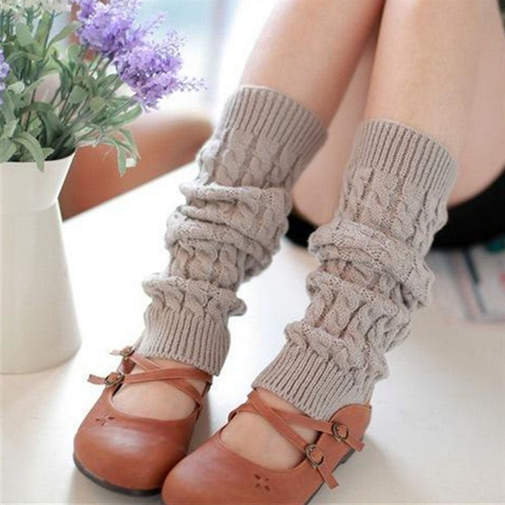 Wintersocken Damen Gestrickte Warme Socken Wollbeinsätze Überkniestrümpfe - 