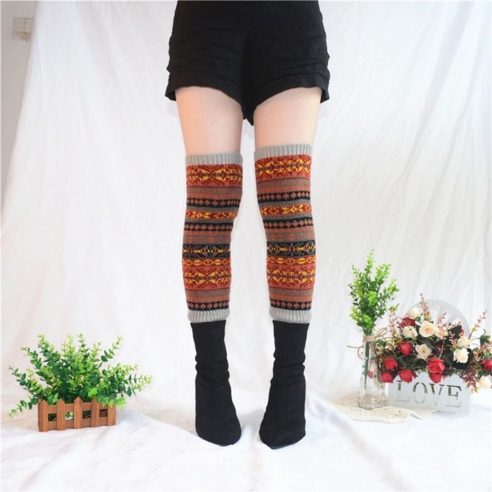 Warme Kniesocken Hohe Leggings Stricksocken -