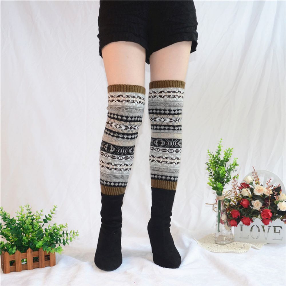 Warme Kniesocken Hohe Leggings Stricksocken -