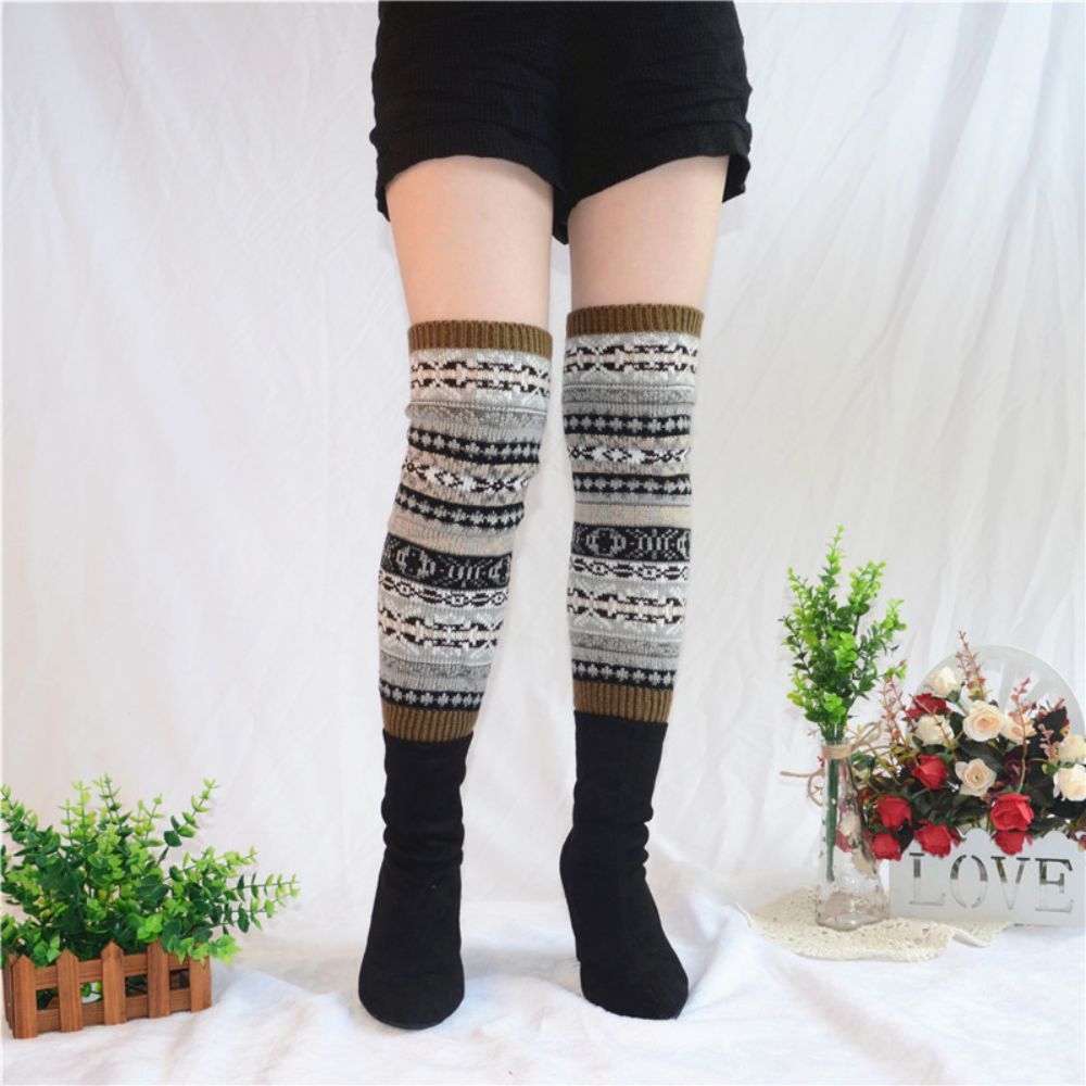 Warme Kniesocken Hohe Leggings Stricksocken - 