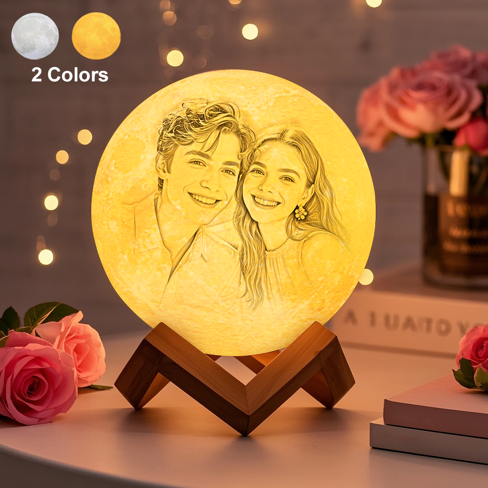 Personalisierte 3d-foto-mondlampe Und Mit Ihrem Text – Touch 2 Color Family