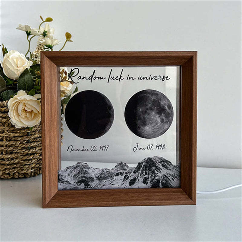 Benutzerdefinierte Mondphasen Led-rahmenlicht Geburt Mond Nachtlicht Geschenke Für Verliebte - 