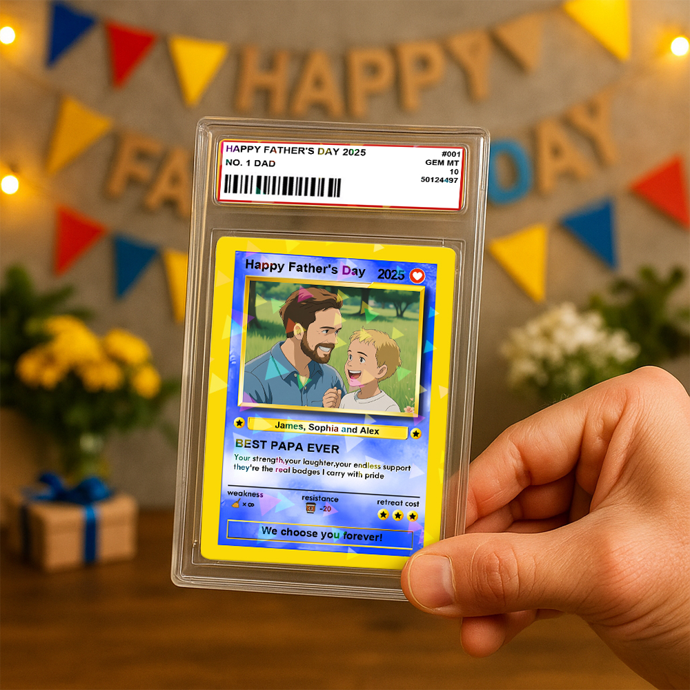 Personalisierte Vater Krawatte Poke Karte Retro Cartoon-inspiriert Mini Geschenk Für Papa Foto Text Poke Karte - FotoSocken