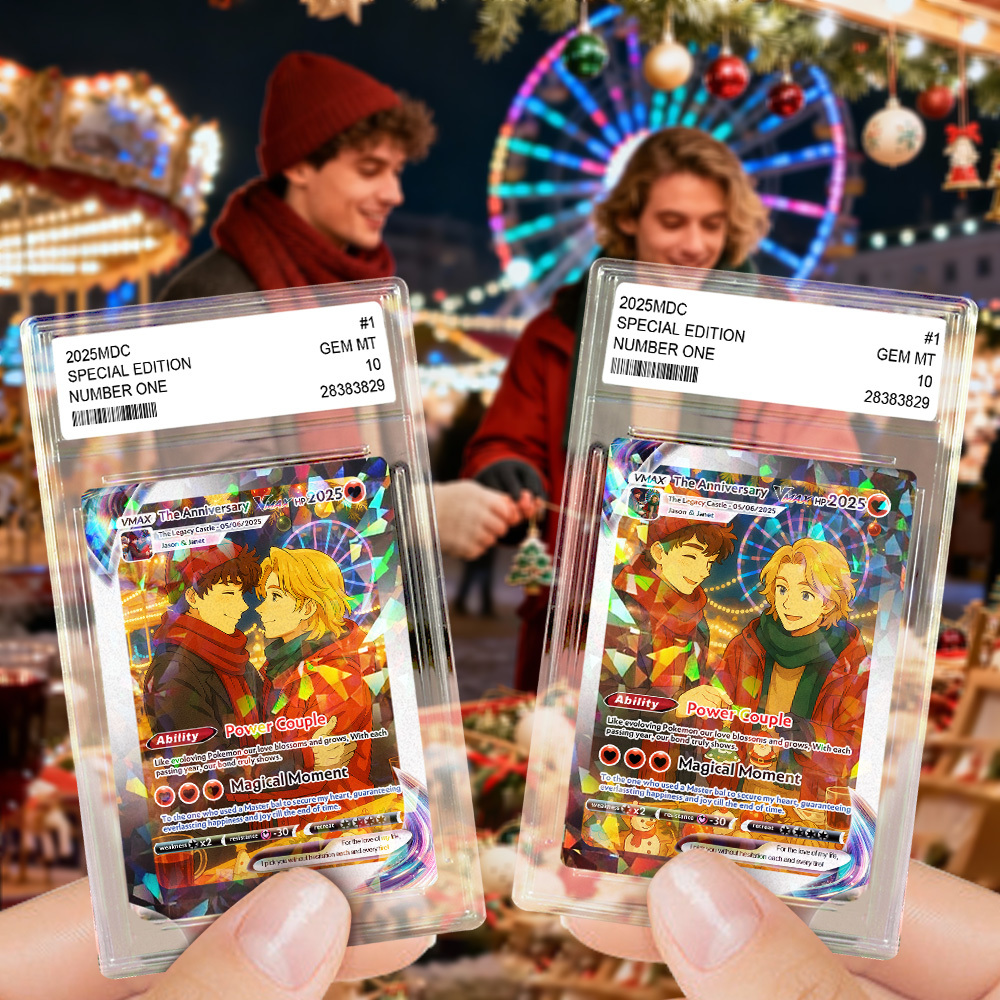 Personalisierte Lgbt-weihnachtskarte Im Comic-stil – Sammlerstück Für Paare – Pride-inspiriertes Weihnachtsgeschenk - FotoSocken