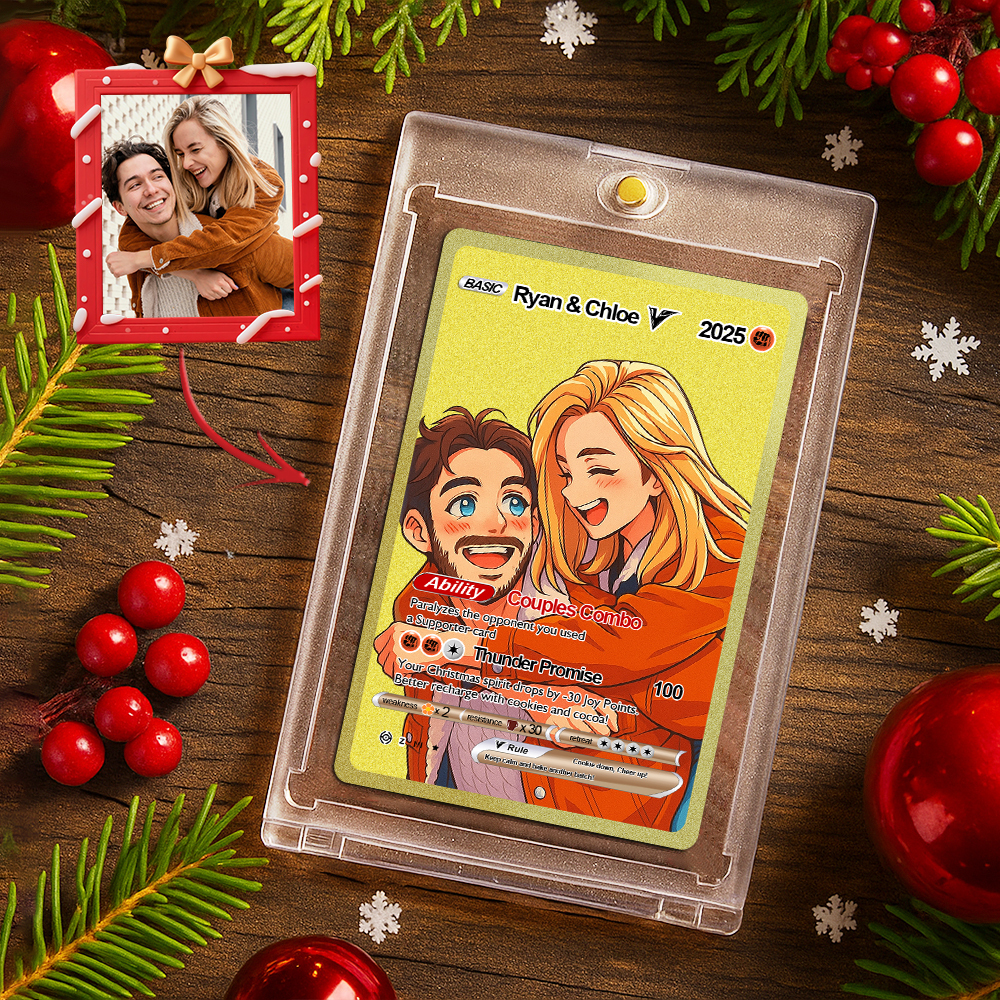 Personalisierte Anime-goldkarte – Romantisches Weihnachtsgeschenk Für Paare, Einzigartiges Sammlerstück - FotoSocken