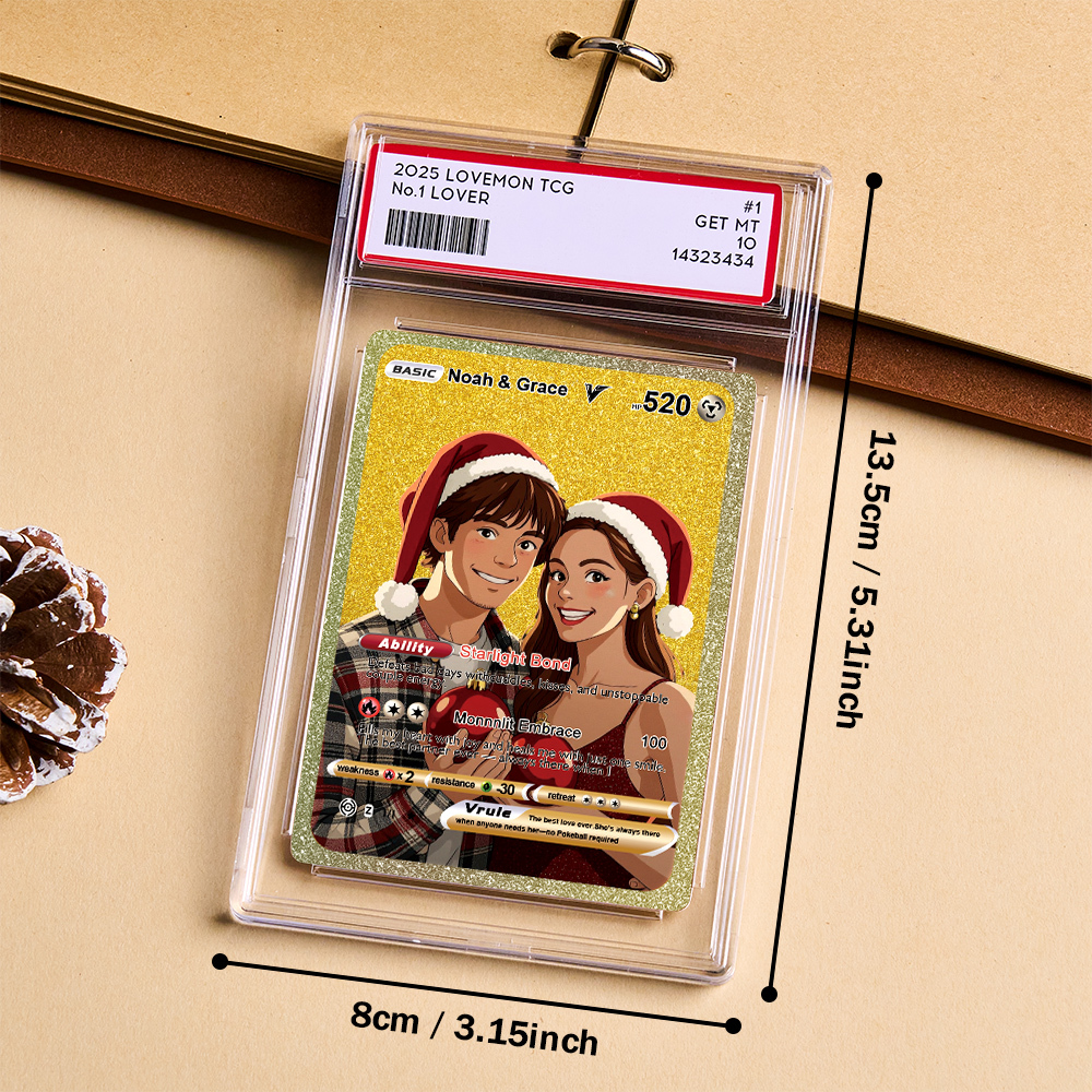 Benutzerdefinierte Anime-goldene Karte, Personalisierte V-stil-karte Für Paare, Freunde Oder Sammler, Weihnachtsgeschenk - FotoSocken