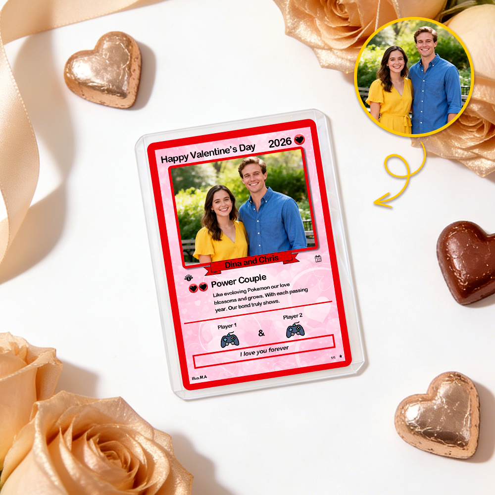 Personalisierte Valentinstagskarte Für Power-paare, Individuelle Jahrestagskarte Im Anime-stil Mit Pärchenfoto, Das Perfekte Valentinstagsgeschenk Für Verliebte - FotoSocken