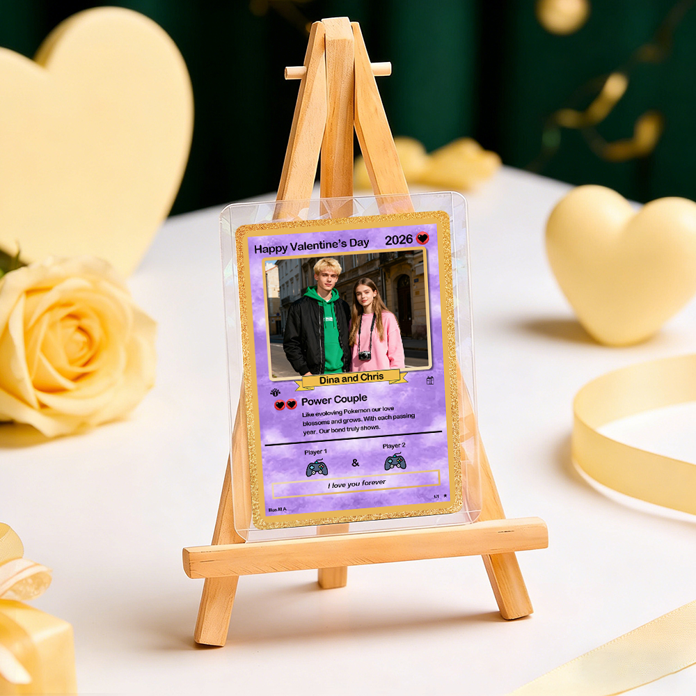 Personalisierte Valentinstagskarte Für Power-paare, Individuelle Jahrestagskarte Im Anime-stil Mit Pärchenfoto, Das Perfekte Valentinstagsgeschenk Für Verliebte - FotoSocken
