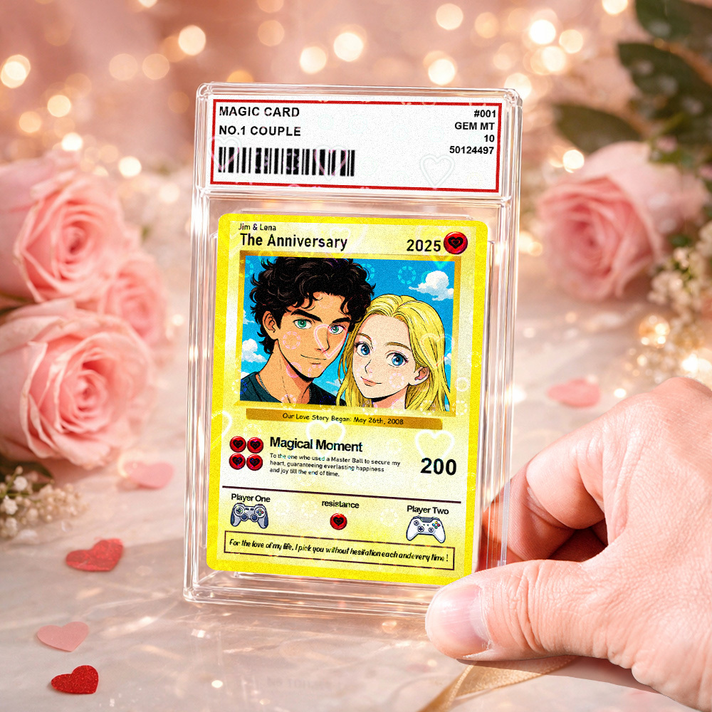 Personalisierte Valentinstagskarte Für Power-paare, Individuelle Jahrestagskarte Im Anime-stil Mit Pärchenfoto, Das Perfekte Valentinstagsgeschenk Für Verliebte - FotoSocken