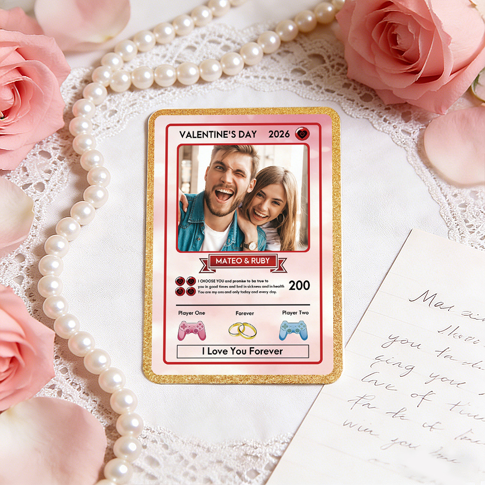 Personalisierte Valentinstagskarte Für Power-paare, Individuelle Jahrestagskarte Im Anime-stil Mit Pärchenfoto, Das Perfekte Valentinstagsgeschenk Für Verliebte - FotoSocken