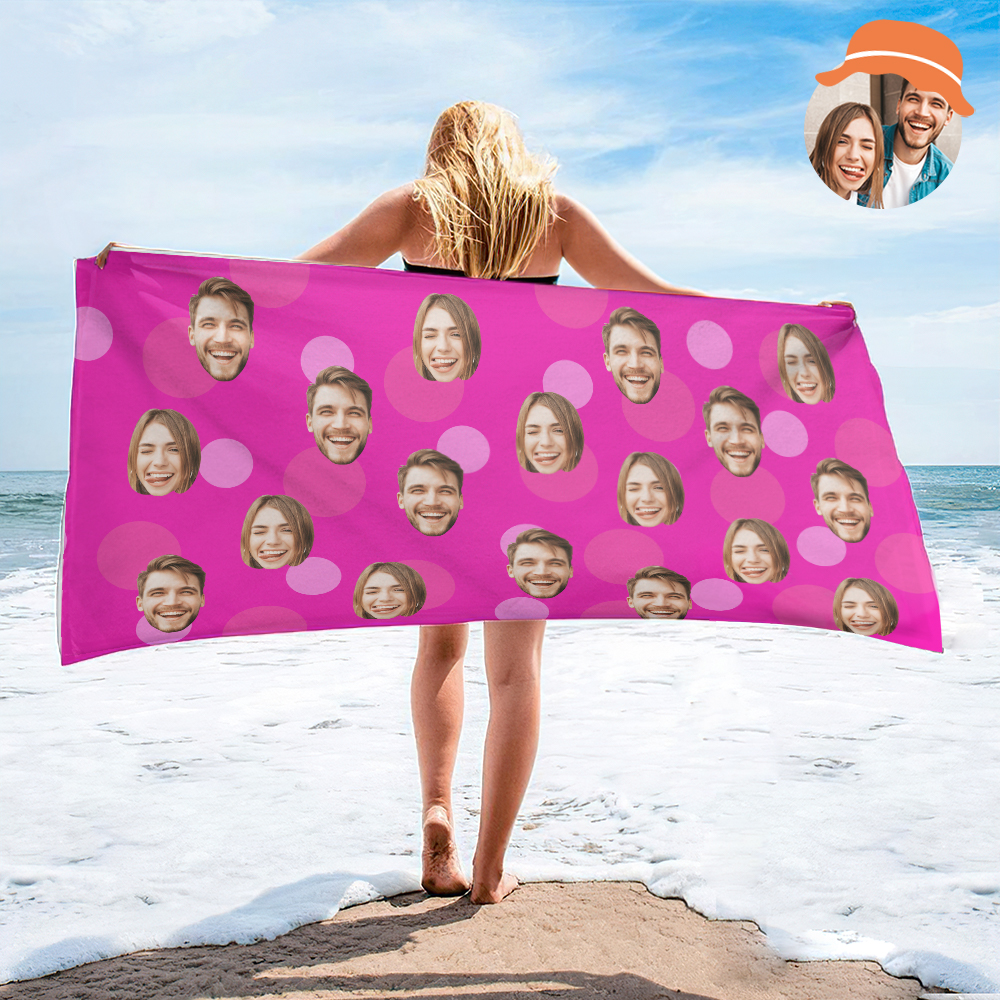 Personalisiertes Strandtuch Mit Gesicht, Individuelles Strandtuch, Lustiges Geschenk, Rosa - FotoSocken