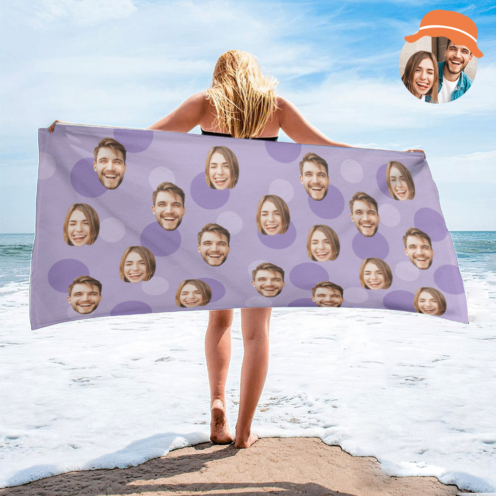 Personalisiertes Strandtuch Mit Gesicht, Individuelles Strandtuch, Lustiges Geschenk, Rosa - FotoSocken