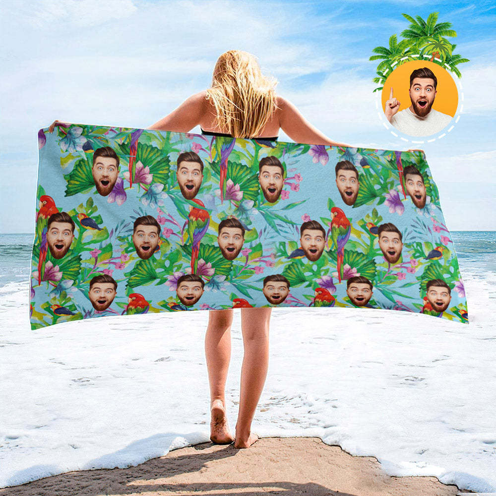 Strandtuch Mit Individuellem Gesicht, Individuelles Strandtuch Im Hawaiianischen Stil, Lustiges Geschenk - FotoSocken