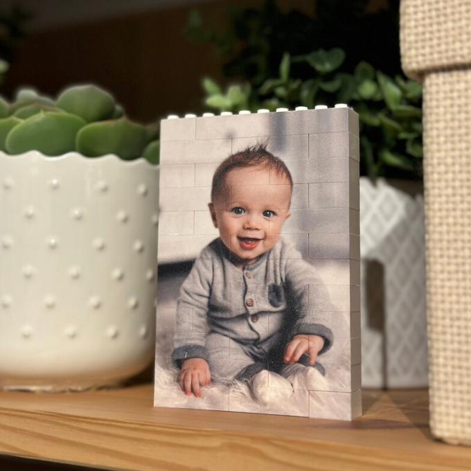 Personalisierter Fotopuzzle-rahmen Aus Bausteinen – Ein Liebevolles Geschenk Zum Vatertag - FotoSocken