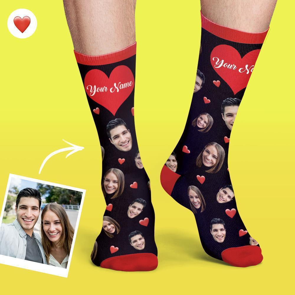 Personalisierte Socken Benutzerdefinierte Fotosocken Hund Foto Socken mit Ihrem Text Herz Socken