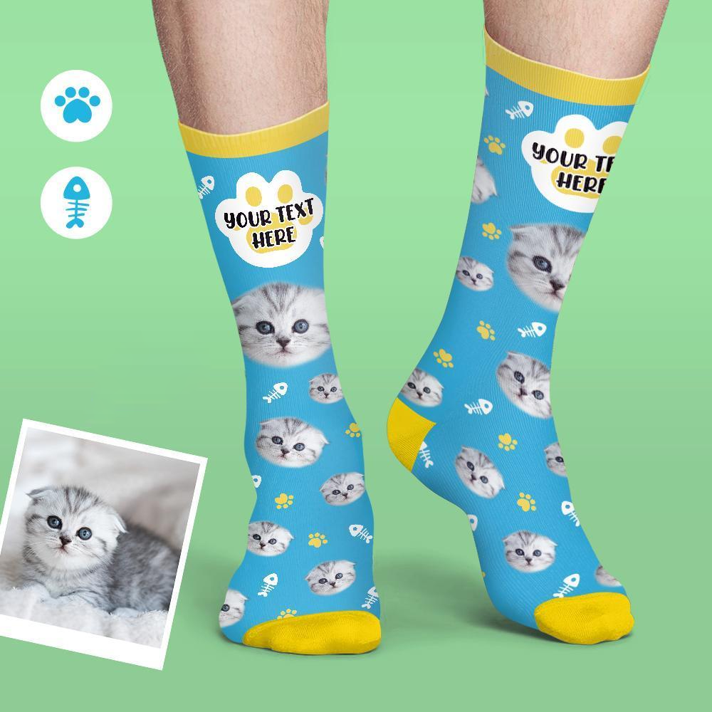 Personalisierte Socken Benutzerdefinierte Fotosocken Hund Foto Socken mit Ihrem Text Katze Socken