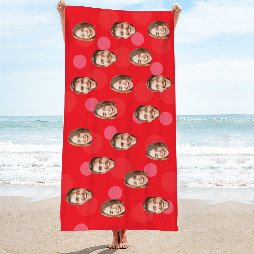 Personalisiertes Strandtuch Mit Gesicht, Individuelles Strandtuch, Lustiges Geschenk, Rosa - FotoSocken