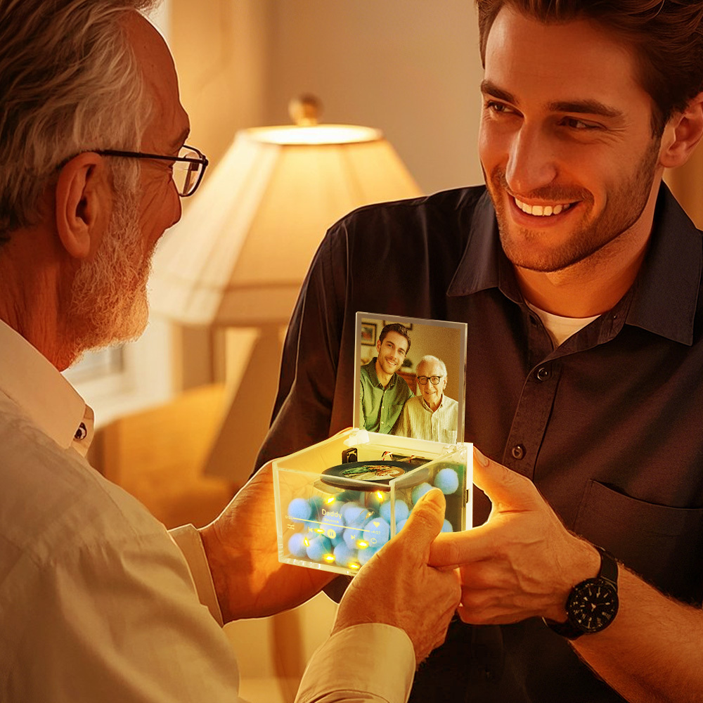 Der Beste Papa Aller Zeiten, Fist Bump, Individueller Mini-schallplattenspieler, Automatischer Musikplayer, Personalisiertes Geschenk Für Papa Zum Vatertag - FotoSocken