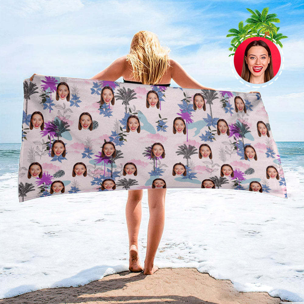 Strandtuch Mit Individuellem Gesicht, Individuelles Strandtuch Im Hawaiianischen Stil, Lustiges Geschenk - FotoSocken
