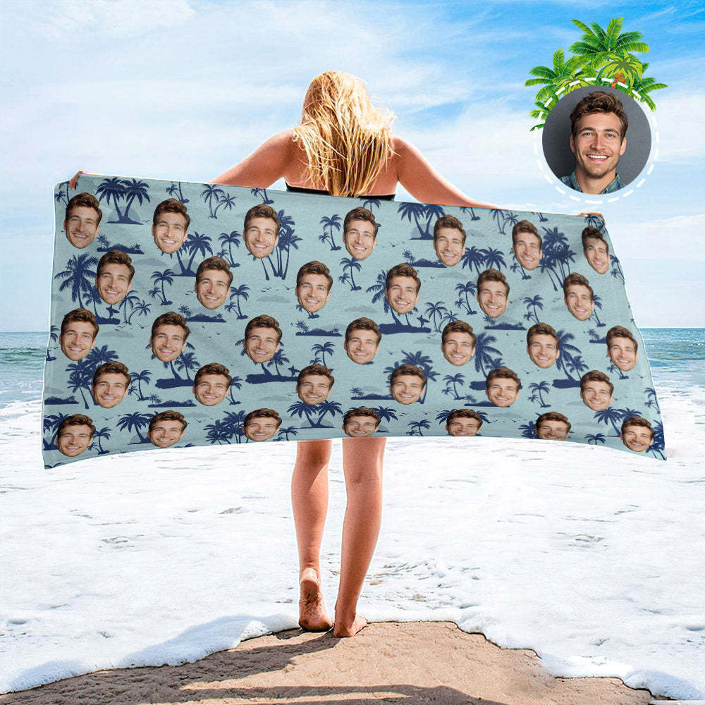 Strandtuch Mit Individuellem Gesicht, Individuelles Strandtuch Im Hawaiianischen Stil, Lustiges Geschenk - FotoSocken