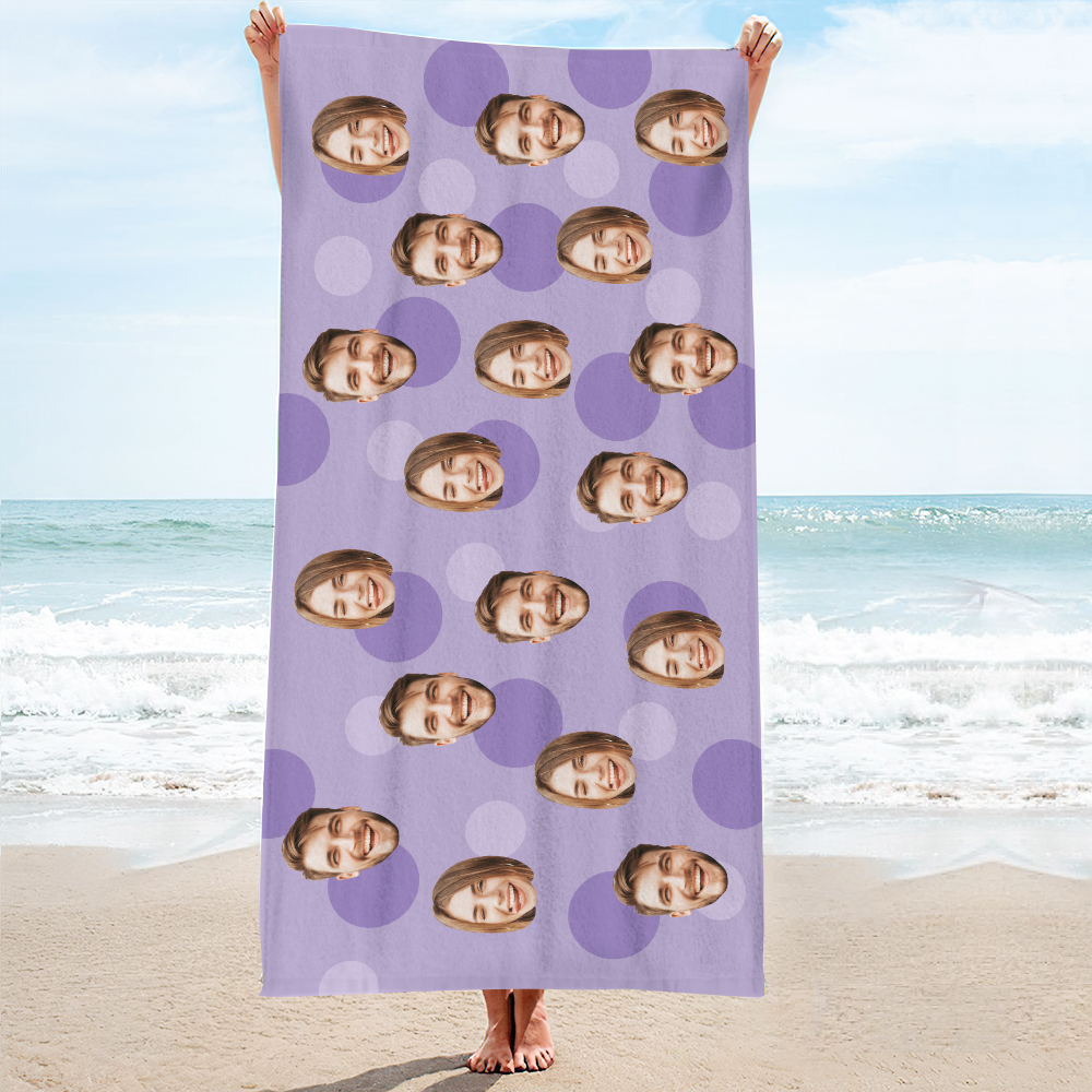 Personalisiertes Strandtuch Mit Gesicht, Individuelles Strandtuch, Lustiges Geschenk, Hellblau - FotoSocken