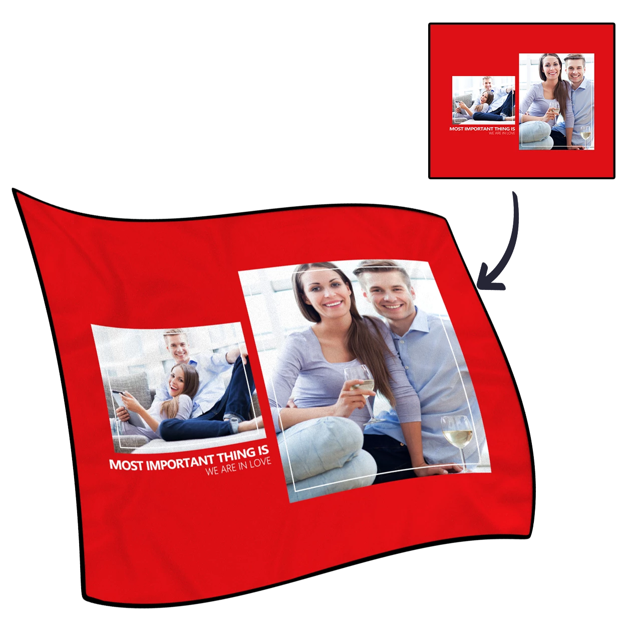 Personalisierte Vollkommene Liebe Mit 2 Fotos Benutzerdefinierte Fleecedecke