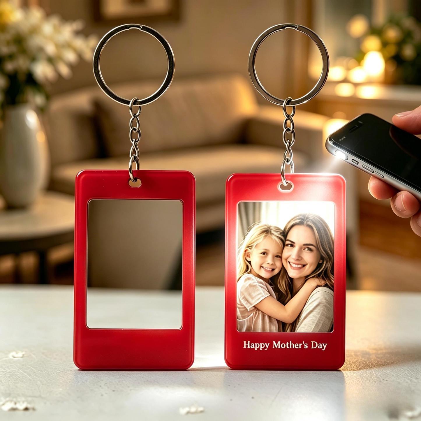Personalisierter Spiegelfoto-schlüsselanhänger, Schlüsselanhänger Mit Verstecktem Bild, Individuelles Muttertagsgeschenk Von Der Tochter - FotoSocken